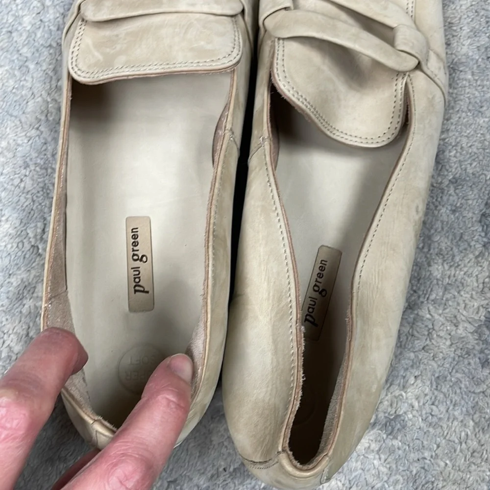 Paul Green Rimona Partita Loafers Sabbia Nubuck Cream Sz 7.5